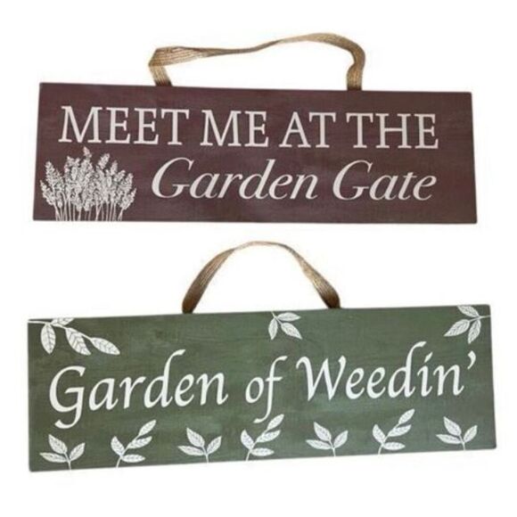 Brand New Greenbriar International 11 x 3.5 Hanging Garden Signs - Picture 1 of 1